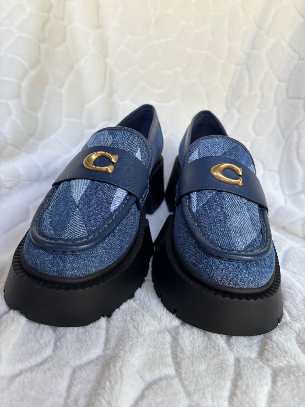 Coach Denim Leah Platform Loafer With Quilting - Picture 12 of 15